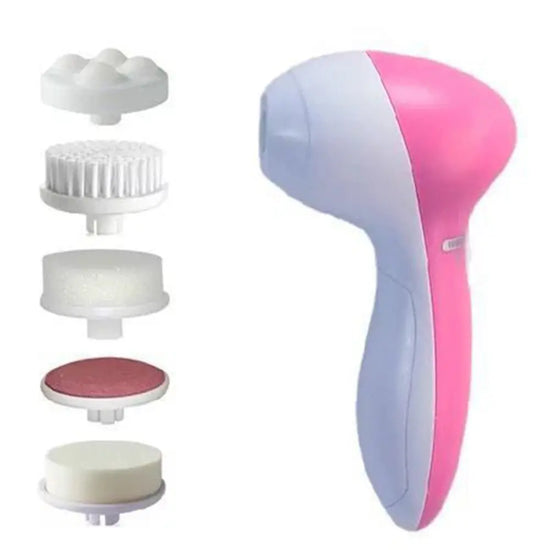 Electric 5-in-1 Facial Cleansing Brush & Massager – Blackhead & Skin Care Tool