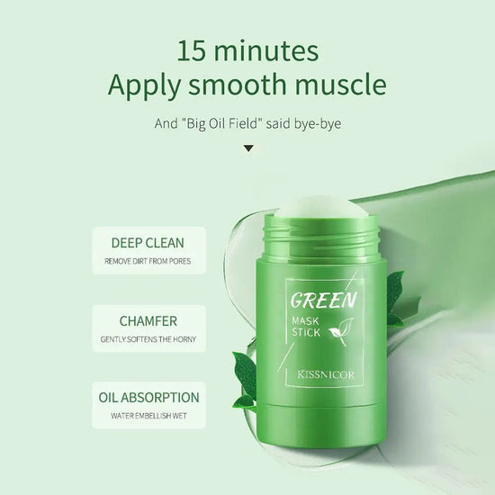 Green Tea Clean Mask Stick Acne Treatment Blackhead Remover Cream Deep Cleansing Pore Brightening Purifying Matcha Clay Mud Mask