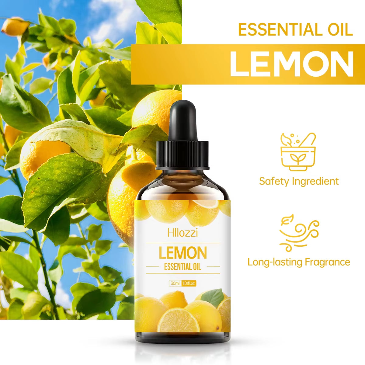 Lemon Essential Oil for Humidifiers, Aromatherapy Machines, Massage, Skin Care, Body Care, Suitable for All Skin Types