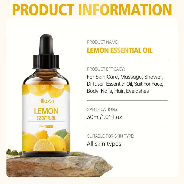 Lemon Essential Oil for Humidifiers, Aromatherapy Machines, Massage, Skin Care, Body Care, Suitable for All Skin Types