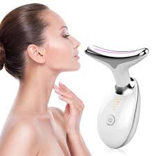3-in-1 Microcurrent Neck Massager: Lift, tighten, and smooth with 3 LED lights. Beauty device
