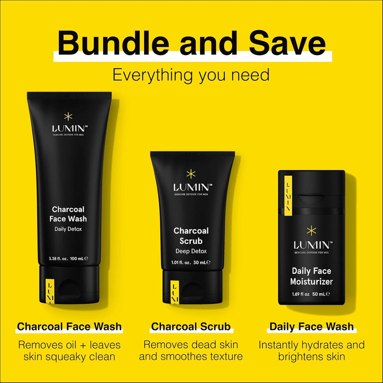 - Classic Maintenance Set - Skin Care Kit for Men - Charcoal Face Wash, Moisturizer, Exfoliating Rub - anti Ageing, Redness Relief - 2 Month Supply