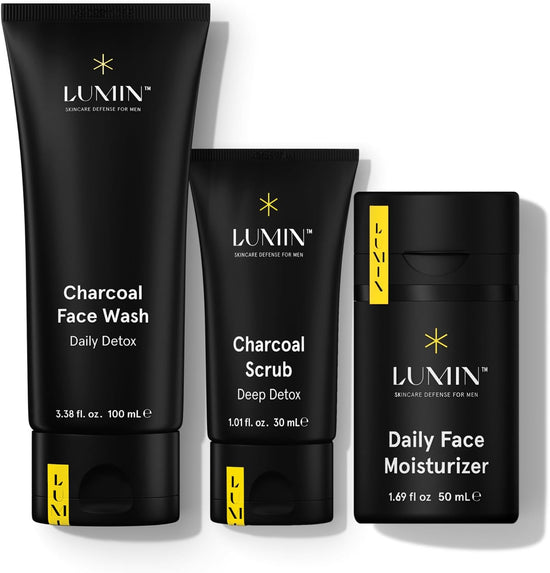 - Classic Maintenance Set - Skin Care Kit for Men - Charcoal Face Wash, Moisturizer, Exfoliating Rub - anti Ageing, Redness Relief - 2 Month Supply