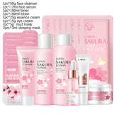 Japan Sakura Facial Cleaner Korean Face Serum Exfoliating Peeling Gel Moisturize Toner Eye Cream Sunscreen Cosmetic Skincare Set