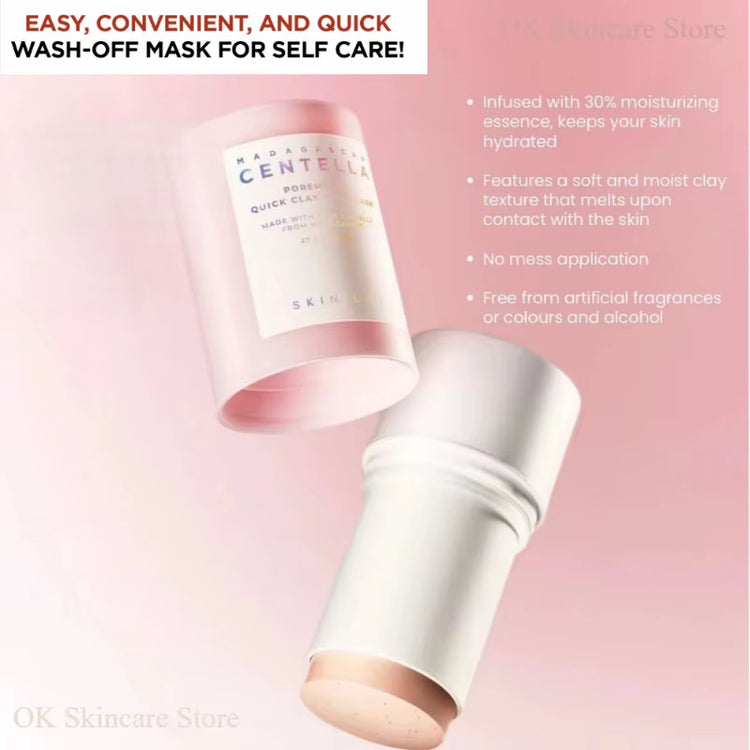 Korean Centella Skincare Pink Salt Essence Toner and Poremizing Quick Clay Stick Mask Beauty Products 2Pcs Facial Pore Care Sets